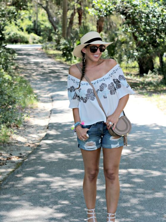 Embroidered Peasant Blouse + Boat Hat