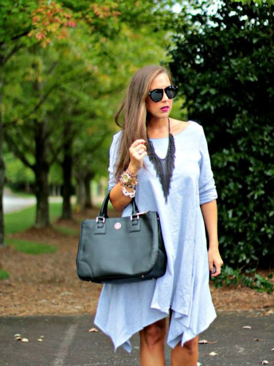 Grey Trapeze Off The Shoulder Swing Dress