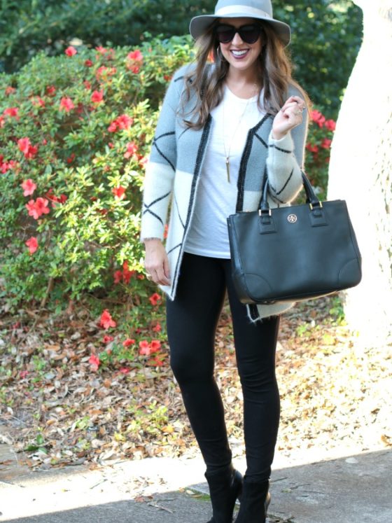 Grey Print Long Cardigan