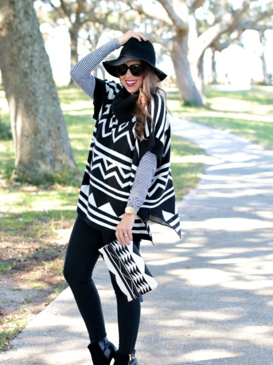 Geo-Pattern Poncho-Sweater with Old Navy