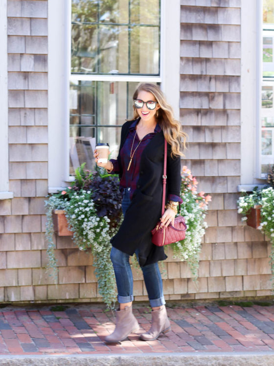 Booties, Plaid, and Long Line Cardigan