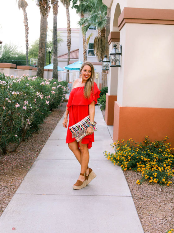 Red Ruffle Off the Shoulder Dress